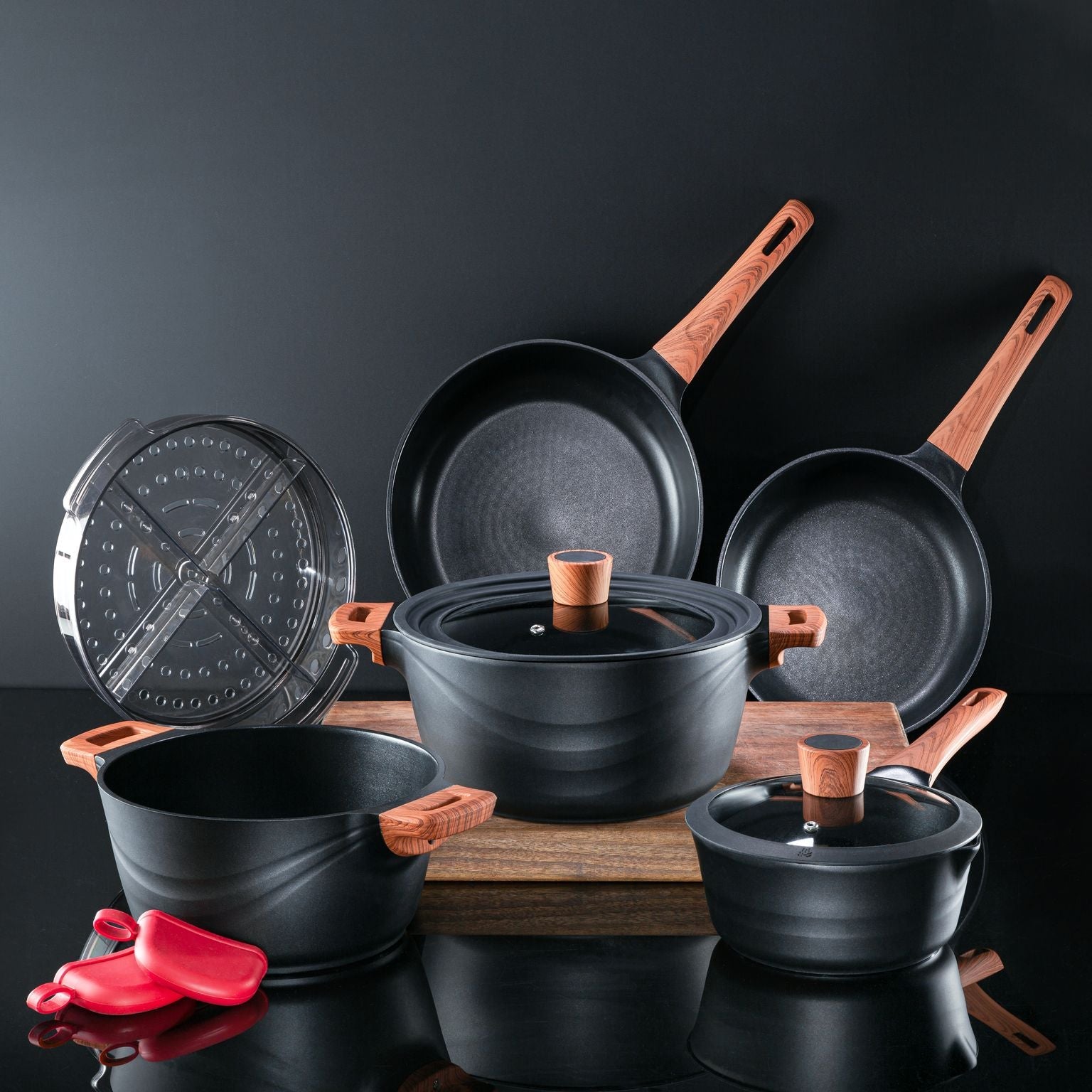 Diamond Earth® Premium Non-Stick Cookware 8pc Jumbo Set Cookware Kleva Range - Everyday Innovations
